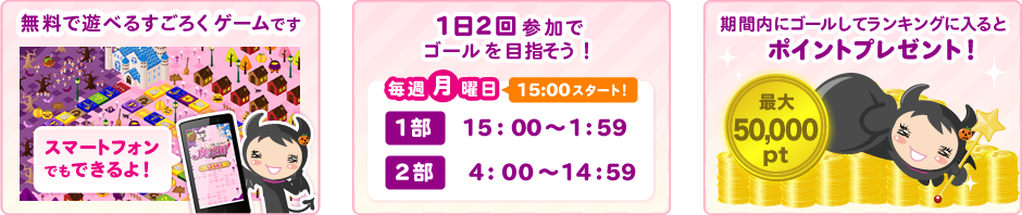 1日2回参加で誰よりも早くゴールを目指そう!