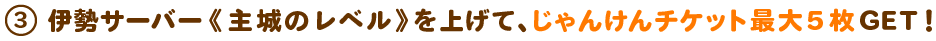 主城の到達レベルごとにゲーム内アイテムプレゼント!