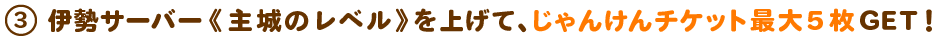 主城の到達レベルごとにゲーム内アイテムプレゼント！