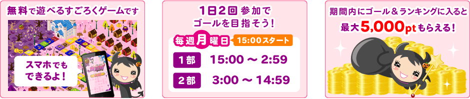 1日2回参加で誰よりも早くゴールを目指そう！