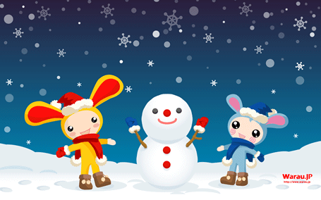壁紙:雪だるま作ったよサンプル