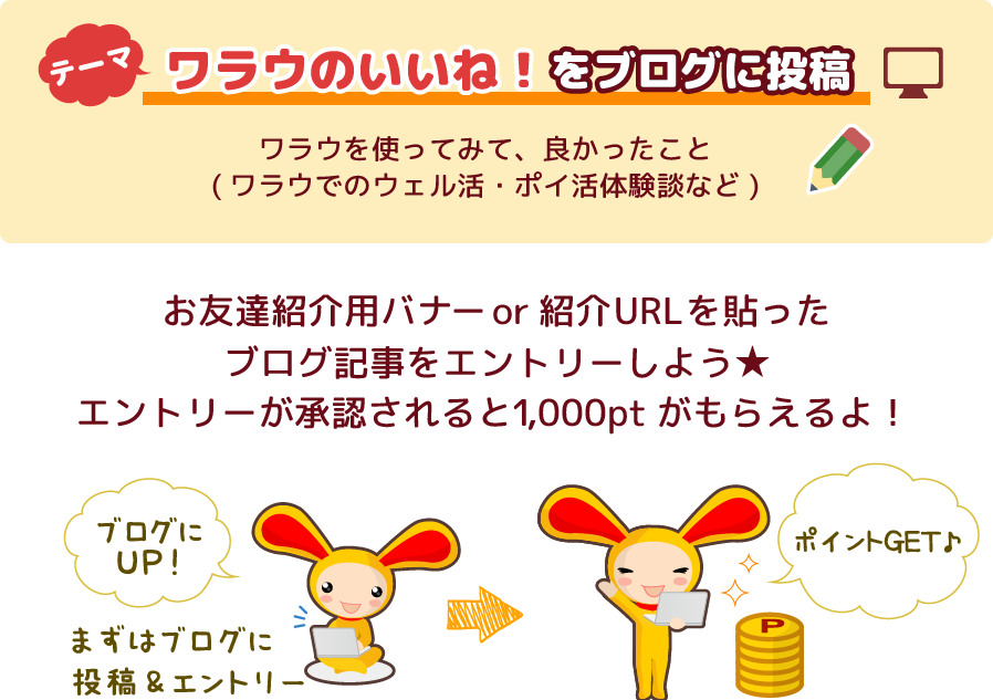 ワラウのいいね！をブログに投稿