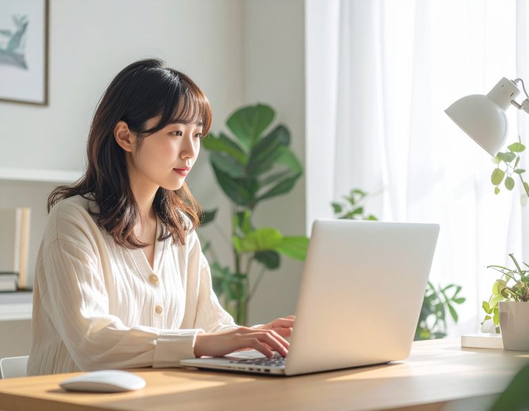 パソコンを使用する女性