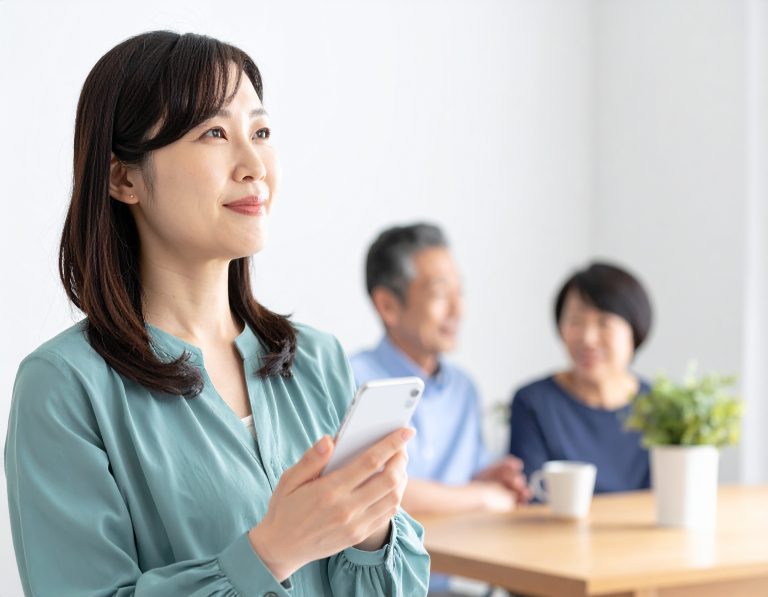 両親を思い浮かべる女性
